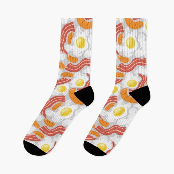 Item preview, Abstract fried eggs, bacon, sausages pattern on grey background designed and sold by DarianaArt.