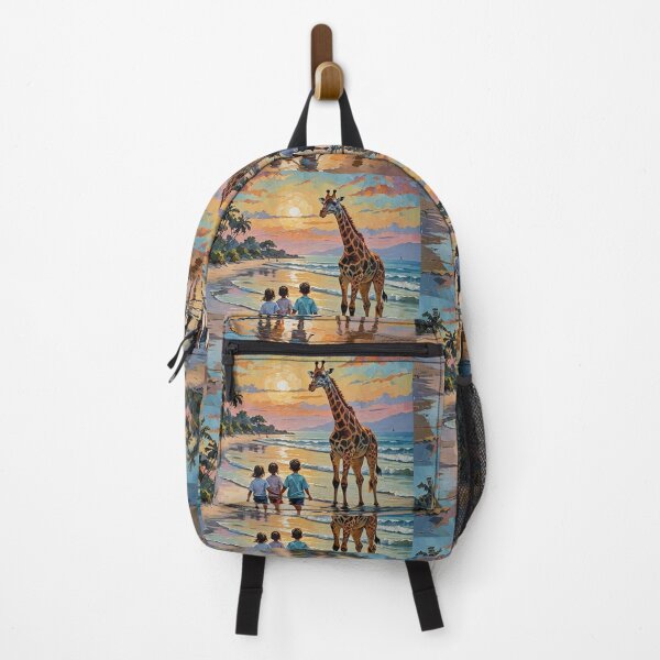 Item preview, Children and Giraffe on a Beach in Paradise designed and sold by IvaRenee.
