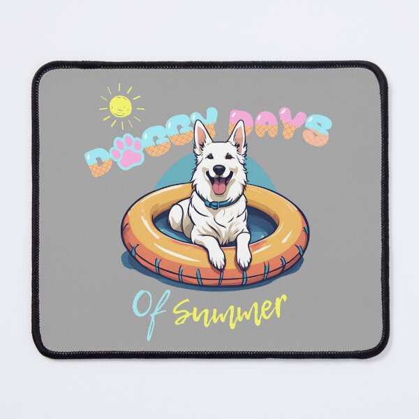 Item preview, Doggy Days of summer aesthetic summer vacation white swiss shepherd dog in a swimming ring  designed and sold by GoodyPaws.