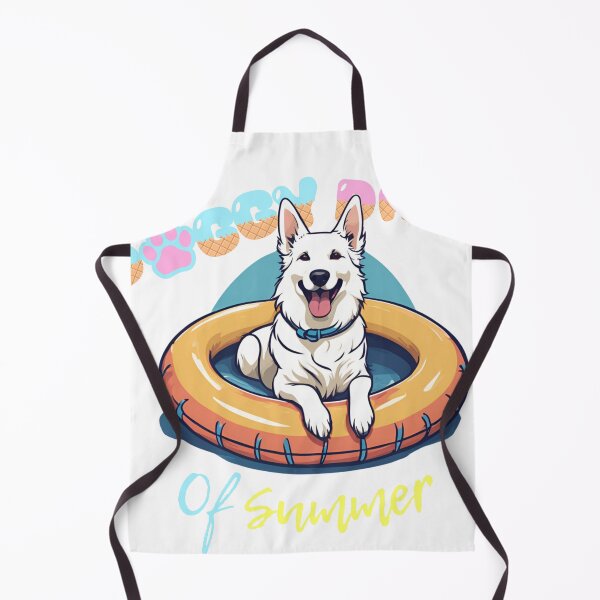 Item preview, Doggy Days of summer aesthetic summer vacation white swiss shepherd dog in a swimming ring designed and sold by GoodyPaws.