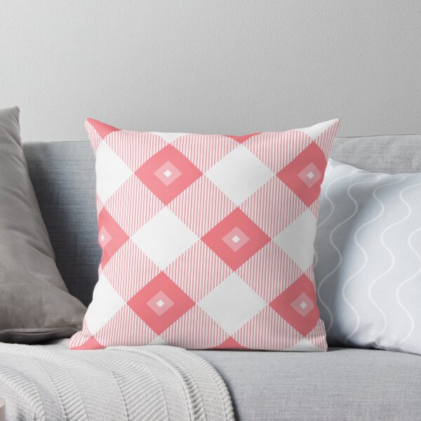 Item preview, Tartan, Large light coral and white diagonal with vertical stripes, white diamond inside designed and sold by Alex  Blud.
