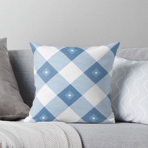 Item preview, Tartan, Large light blue and white diagonal with horizontal stripes, white diamond inside designed and sold by Alex  Blud.