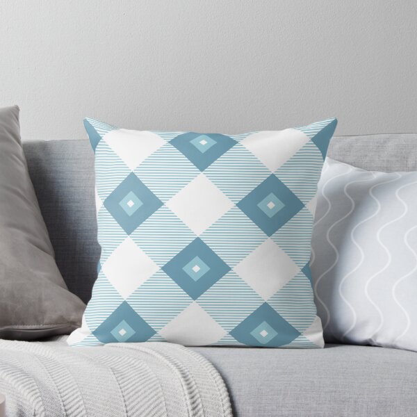 Item preview, Tartan, Large light turquoise and white diagonal with horizontal stripes, white diamond inside designed and sold by Alex  Blud.
