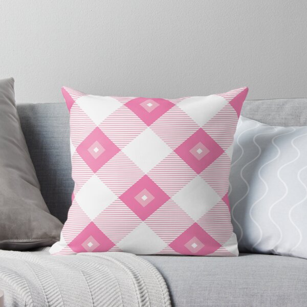 Item preview, Tartan, Large pink and white diagonal with horizontal stripes, white diamond inside designed and sold by Alex  Blud.