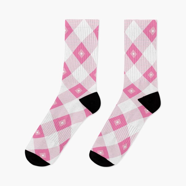 Item preview, Tartan, Large pink and white diagonal with horizontal stripes, white diamond inside designed and sold by Alex  Blud.