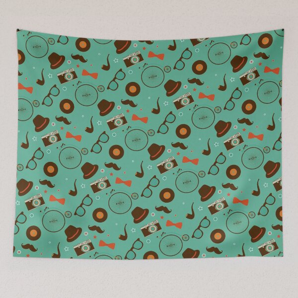 Item preview, Colorful Hipster Elements Pattern on green designed and sold by Nartissima.