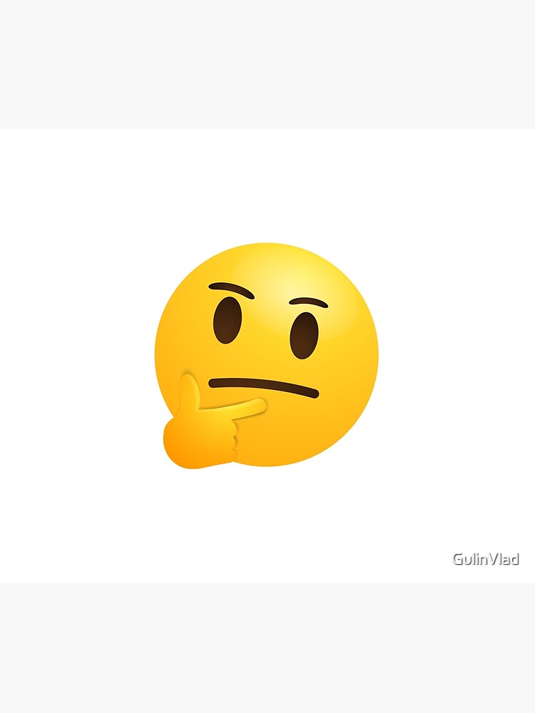 Thinking Face Emoji In Modern Style - Emoticon Face Shown With A Single  Finger And Thumb Resting On The Chin Glancing Upward On White Background. 