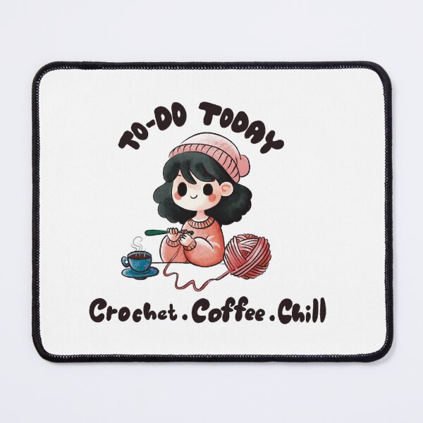 Item preview, Crochet.Cofee.Chill - Hand Drawn Digital Art of a girl crocheting while enjoying a cup of coffee. designed and sold by solstitchstudio.