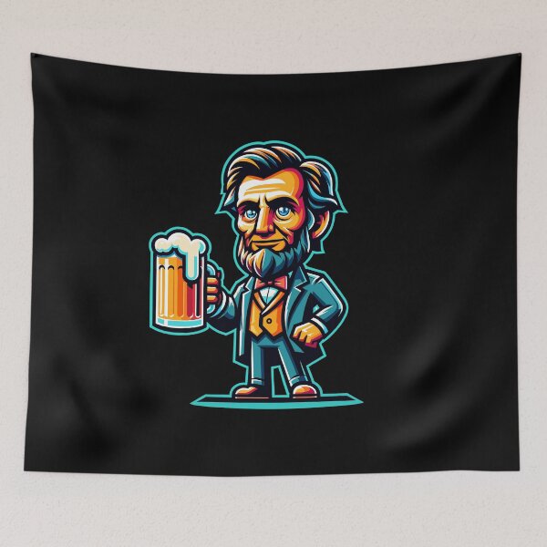 Item preview, Boozing Abraham Lincoln Funny Cartoon Mascot designed and sold by LuminOrb.