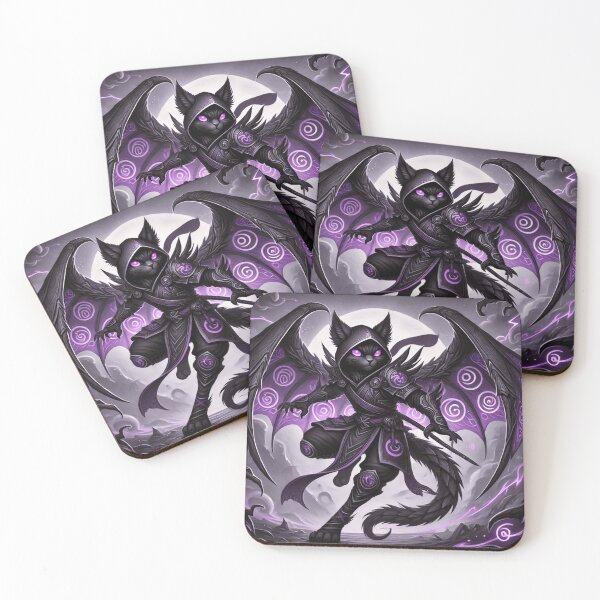 Item preview, Moonlit Cat Assassin with Purple Swirl Wings designed and sold by TeslaSt0re.