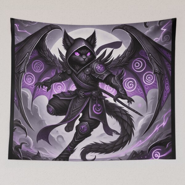 Item preview, Moonlit Cat Assassin with Purple Swirl Wings designed and sold by TeslaSt0re.