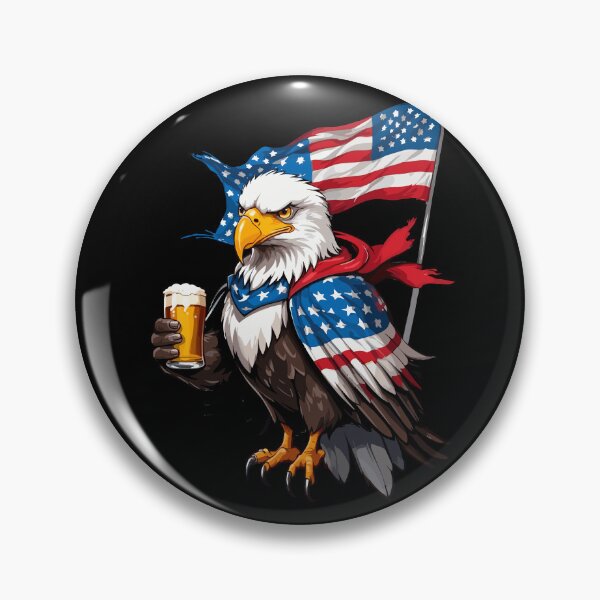 Item preview, Boozing Bald Eagle With Beer Mug designed and sold by LuminOrb.