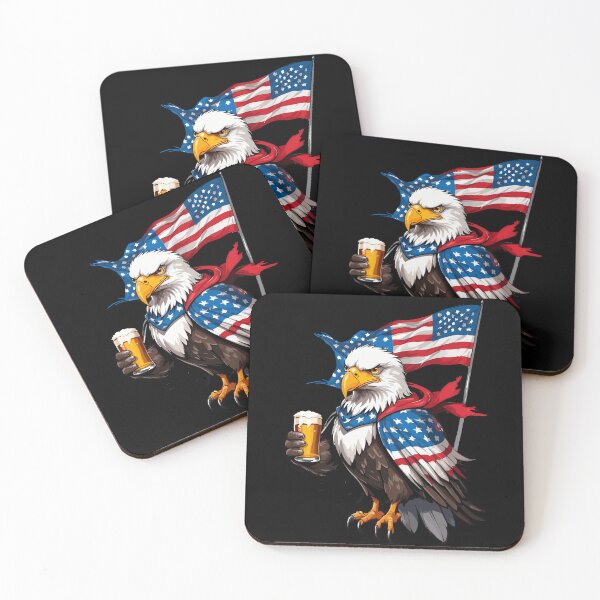 Item preview, Boozing Bald Eagle With Beer Mug designed and sold by LuminOrb.