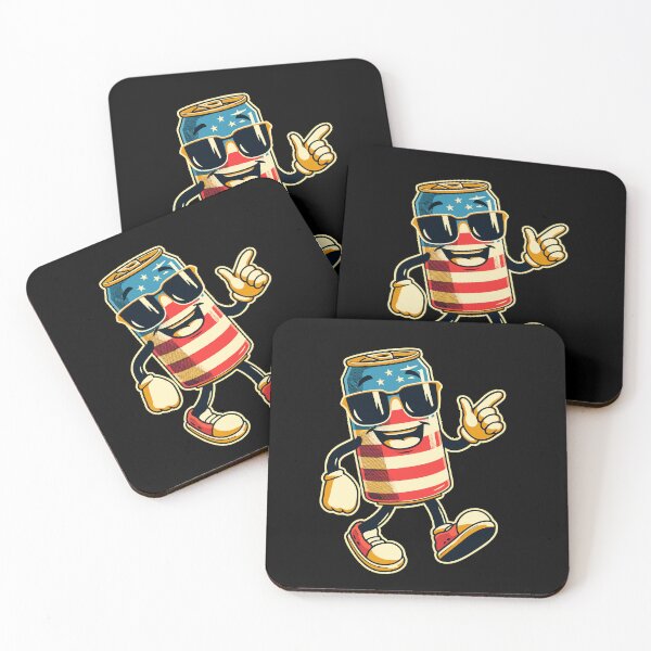 Item preview, Beer Can Funny Cartoon Mascot 4th of July designed and sold by LuminOrb.