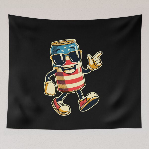 Item preview, Beer Can Funny Cartoon Mascot 4th of July designed and sold by LuminOrb.