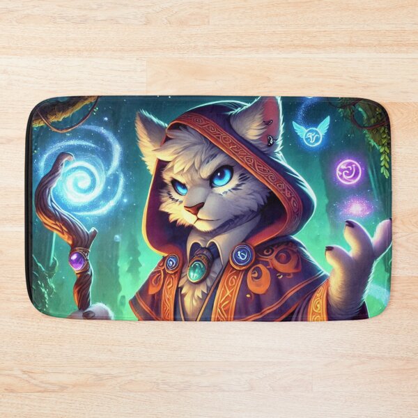 Item preview, Forest Cat Mage with Mystic Staff designed and sold by TeslaSt0re.