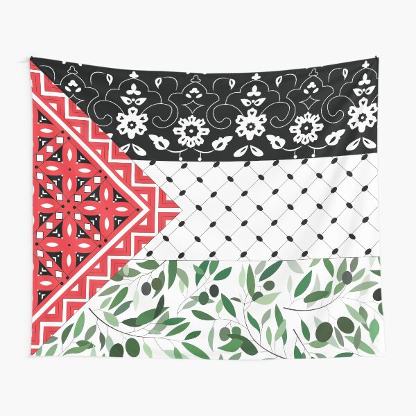 Item preview, Drapeau palestinien avec des motifs d'olives et de keffieh designed and sold by Akikoart7.