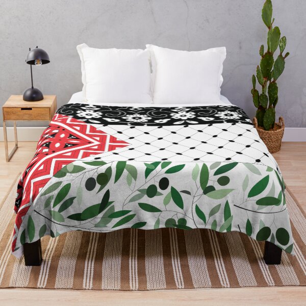 Item preview, Palestinian Flag with Patterns of Olives and Keffiyeh designed and sold by Akikoart7.