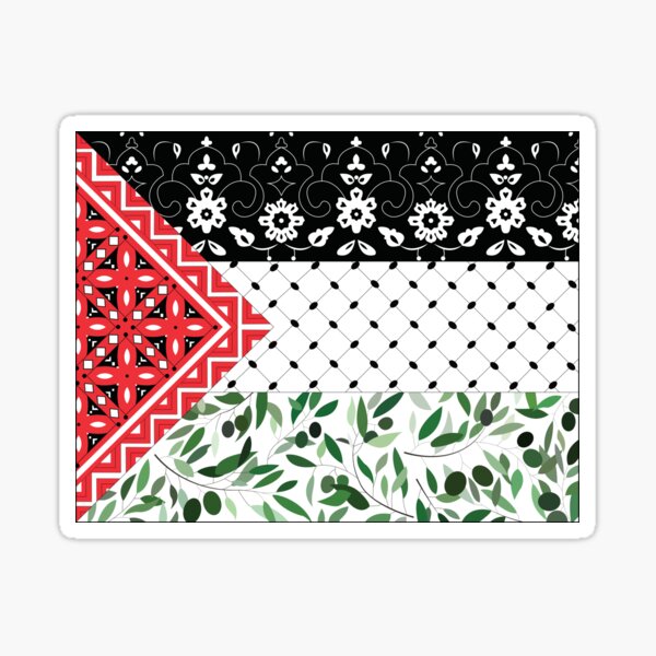 Item preview, Palestinian Flag with Patterns of Olives and Keffiyeh designed and sold by Akikoart7.
