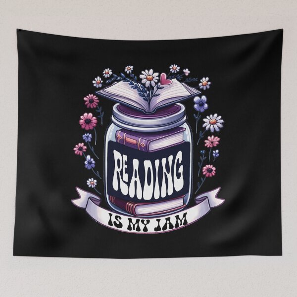 Item preview, Reading Romantasy - girly reader book lover floral gift for bookish girl girlie bookworm pink and purple flowers library designed and sold by Fantasy Cache.