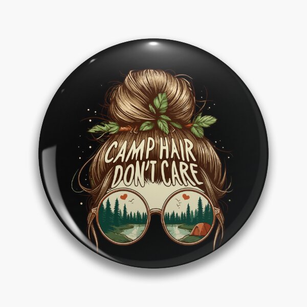 Artikelvorschau, Camp Hair Don't Care Messy Bun Funny Camping Camper entworfen und verkauft von Dressed For Duty.