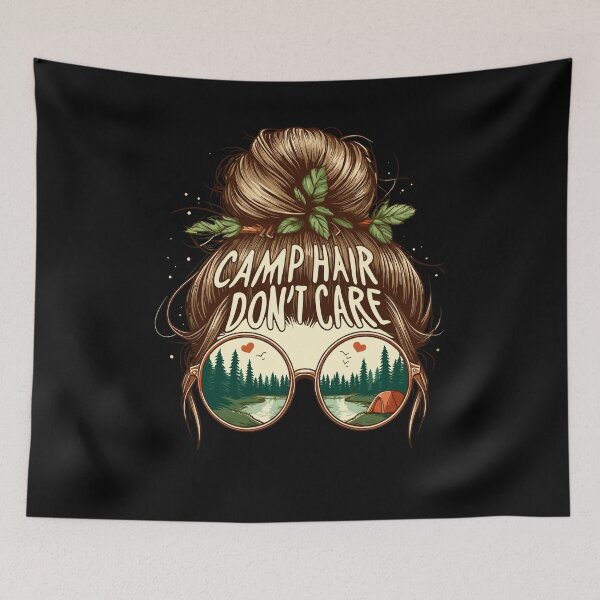 Item preview, Camp Hair Don't Care Messy Bun Funny Camping Camper designed and sold by Dressed For  Duty.