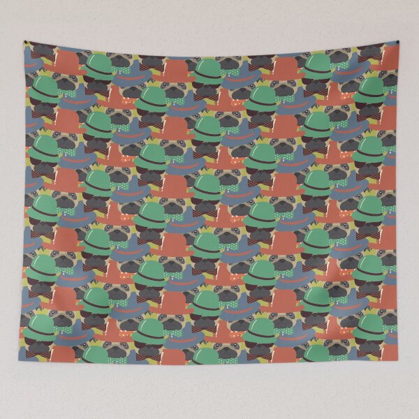 Item preview, Hipster Pug Pattern designed and sold by Nartissima.