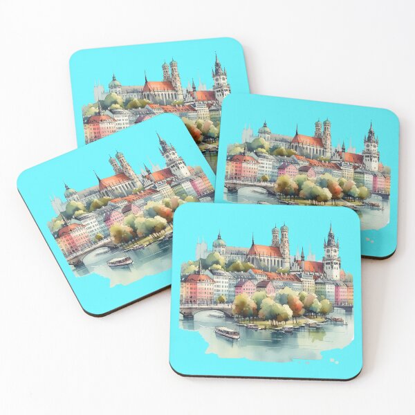 Item preview, Munich Germany Watercolor Minimalist Art Print,   designed and sold by PaintMeWorld.