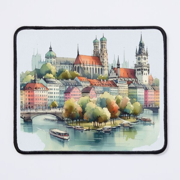 Item preview, Munich Germany Watercolor Minimalist Art Print, designed and sold by PaintMeWorld.