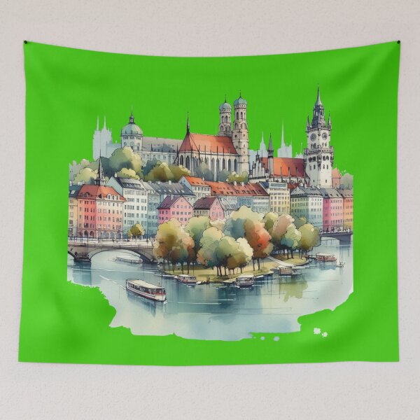 Item preview, Munich Germany Watercolor Minimalist Art Print,   designed and sold by PaintMeWorld.