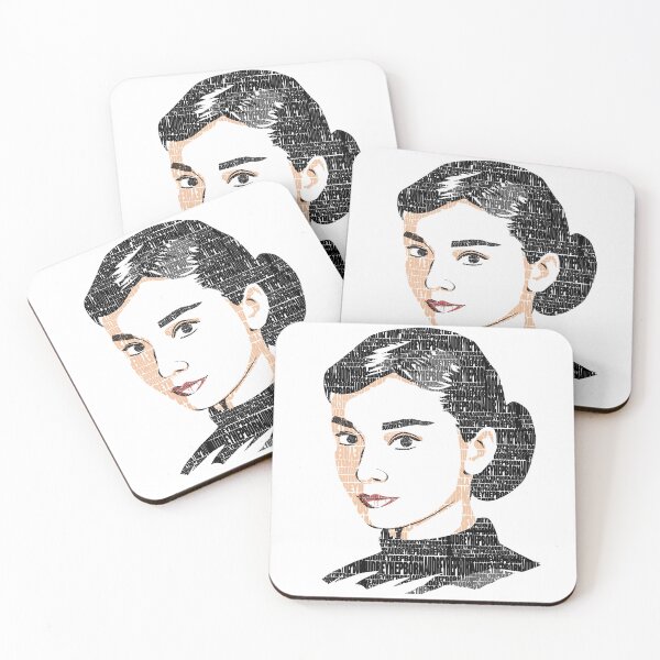Item preview, portrait of Audrey Hepburn from the text designed and sold by JoraArt.