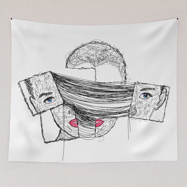 Item preview, Fragmented Faces Abstract Digital Art designed and sold by sketchesmozart.