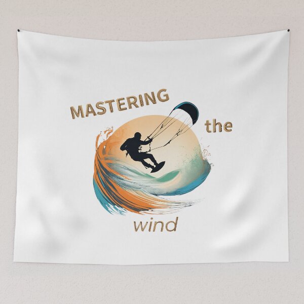 Item preview, Silhouette design of a kitesurfer challenging the waves. Dominating the wing designed and sold by StyleFused.