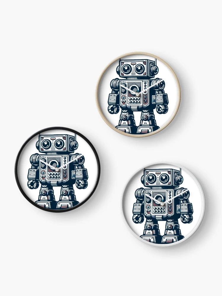 Thumbnail 3 of 4, Clock, Retrobot Toy Robot Sticker designed and sold by RetroDig.
