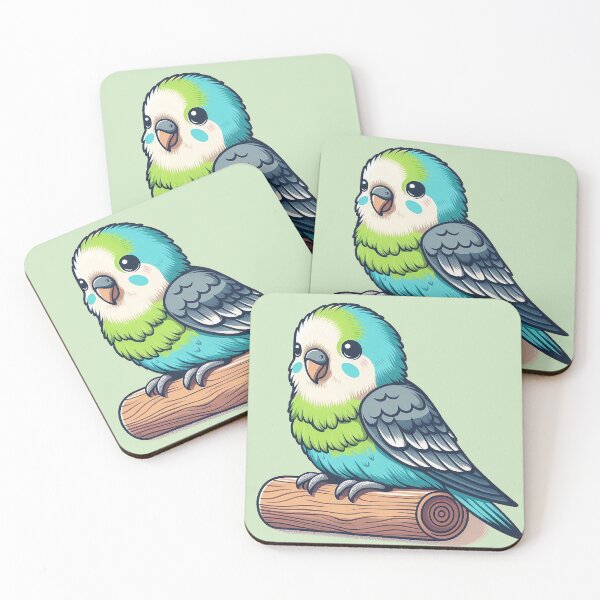 Item preview, The Colorful Cartoon Parrot: The Beauty of Turquoise and Light Green designed and sold by nada-art.