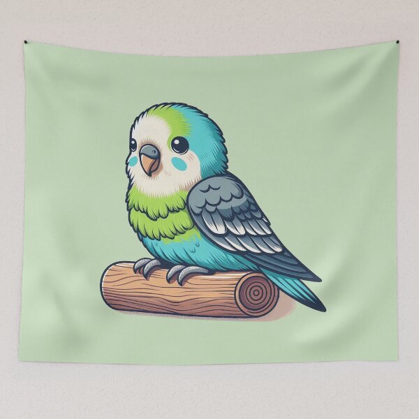Item preview, The Colorful Cartoon Parrot: The Beauty of Turquoise and Light Green designed and sold by nada-art.