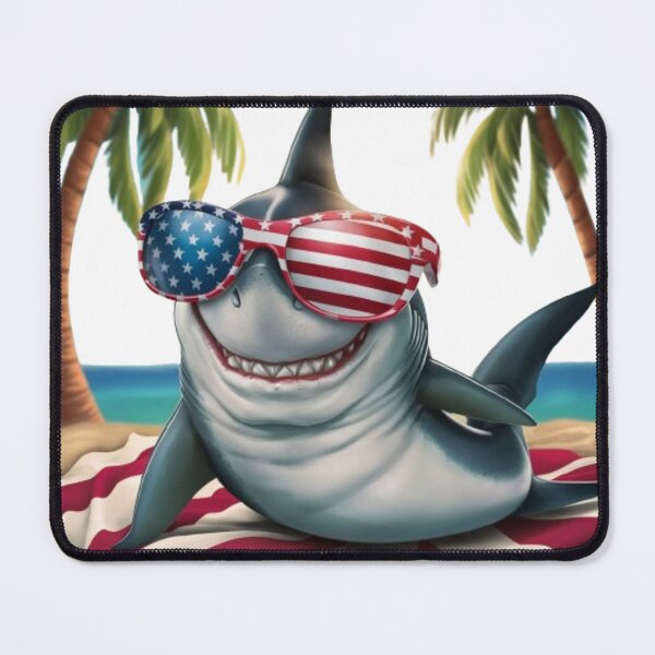 Item preview, american shark enjoy beach designed and sold by DesignNadine.