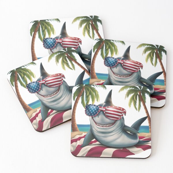 Item preview, american shark enjoy beach designed and sold by DesignNadine.