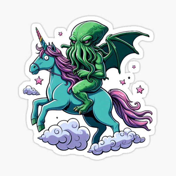 Cthulhu Riding a Unicorn Sticker