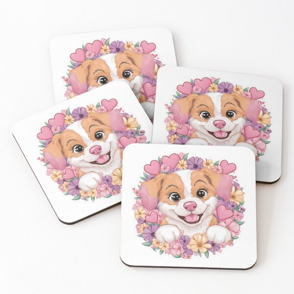 Item preview, Little happy dog ​​with flowers designed and sold by Wroneczka.