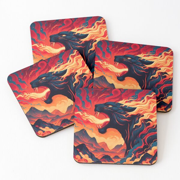 Item preview, Lava Fire Black Panther Breathing Fire, Ai Generated Art  designed and sold by ACC .