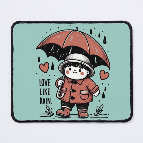 Item preview, A cute chubby boy holds a red umbrella in the rain. designed and sold by kankan22.