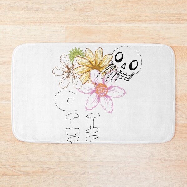 Item preview, Cartoon doodle ghost bone with brightly colored flowers, white background, halloween designed and sold by nongsao4.