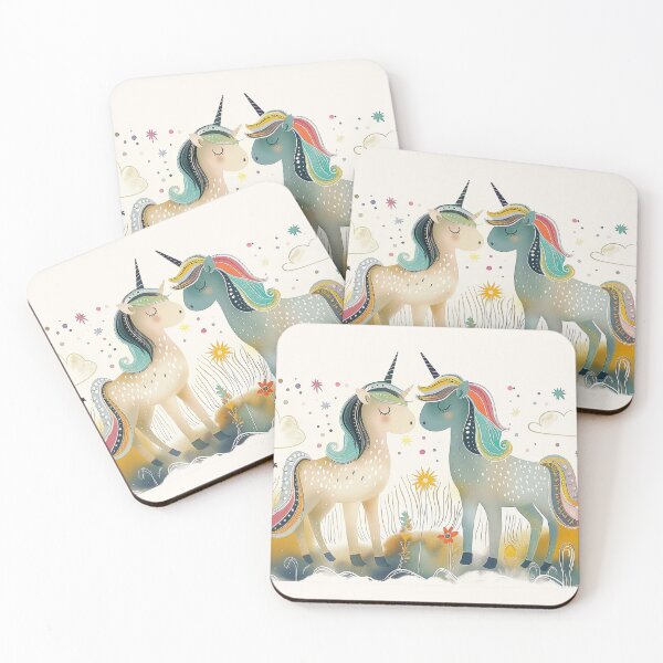 Item preview, Cartoon unicorns chatting together outside in the garden designed and sold by Richenda.