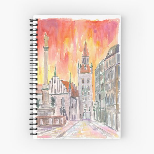Item preview, Munich Marienplatz with Old City Hall and a Yellow Orange Sky designed and sold by artshop77.