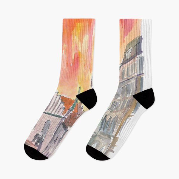 Item preview, Munich Marienplatz with Old City Hall and a Yellow Orange Sky designed and sold by artshop77.