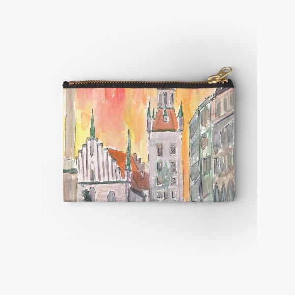 Item preview, Munich Marienplatz with Old City Hall and a Yellow Orange Sky designed and sold by artshop77.