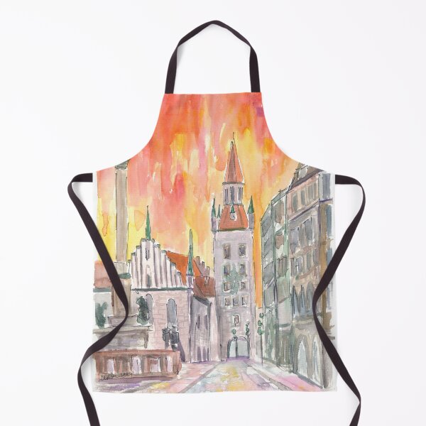 Item preview, Munich Marienplatz with Old City Hall and a Yellow Orange Sky designed and sold by artshop77.