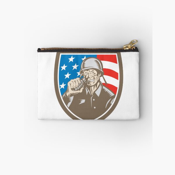 Item preview, World War Two Soldier American Grenade Crest Woodcut designed and sold by patrimonio.