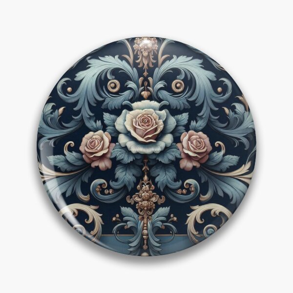 Item preview, Sky Blue & Midnight Blue Rococo With Roses designed and sold by DesignsByPrnces.